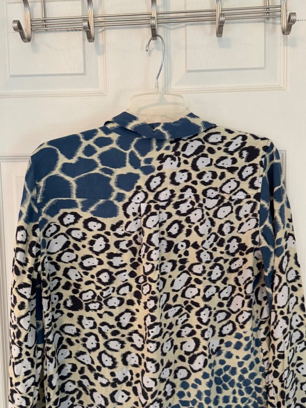 Equipment Femme Silk Button-Down Blouse Animal Leopard Print Multicolor Med Work - Picture 10 of 11